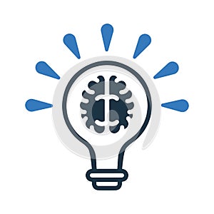 Brain, bulb, idea icon. Simple editable vector illustration