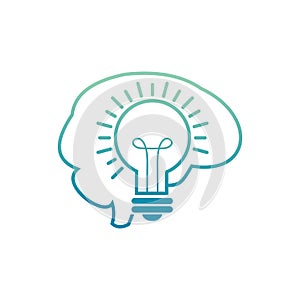 Brain with bulb logo for supporting developmental health