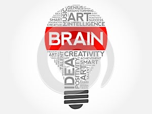 Brain bulb word cloud