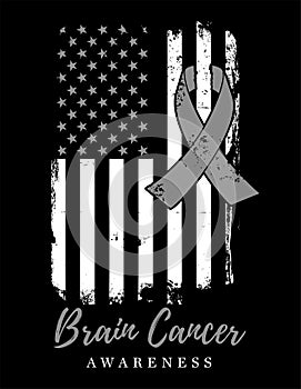 Brain Cancer awareness American Distressed Flag vector