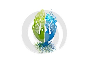Brain care logo, healthy psychology icon, alzheimer symbol, nature mind concept design photo