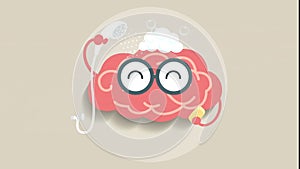 Brain cartoon character action smart