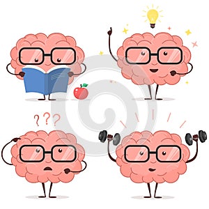 Brain cartoon set. vector