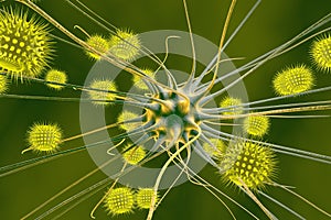 Brain cell infected by viruses