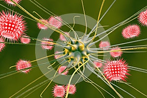 Brain cell infected by viruses