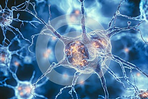 brain cell view (neurons) with a highly detailed microscope.