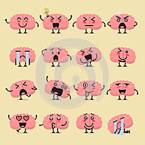 Brain character emoji set