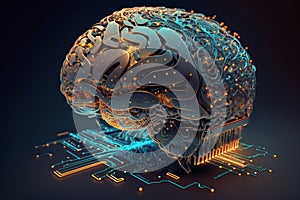 Brain chip concept created with ai generative tools