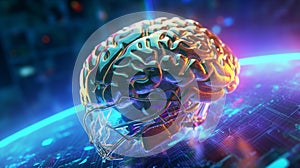 Brain chip concept created with ai generative tools