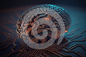 Brain chip concept created with ai generative tools