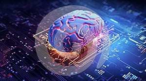 Brain chip concept created with ai generative tools