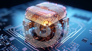 Brain chip concept created with ai generative tools