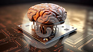 Brain chip concept created with ai generative tools