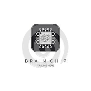 Brain chip Integrated Circuit microchip CPU ai smart chip logo design template for brand or company and other