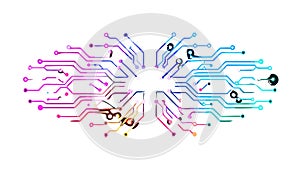 Brain Circuit with Data Flow, AI Technology Vector, vector design Generative AI