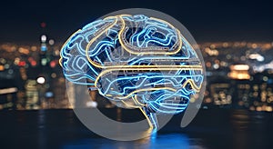 Brain Circuit Network Technology City Future Artificial Intelligence Innovation Concept