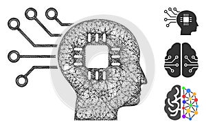 Brain Circuit Polygonal Web Vector Mesh Illustration