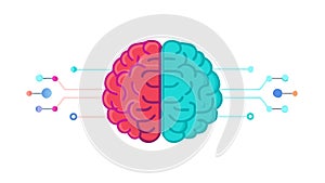 Brain Circuitry AI Icon Vector Illustration, Smart Thinking Technology, vector design Generative AI