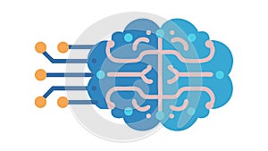 Brain with Circuitry Icon for AI Data Processing, vector design Generative AI