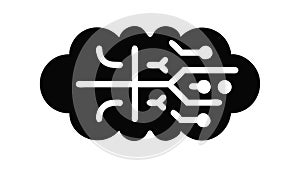 Brain with Circuits Icon for AI Intelligence, vector design Generative AI