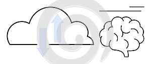 Cloud Computing and Artificial Intelligence Concept with Brain and Data Exchange Arrows