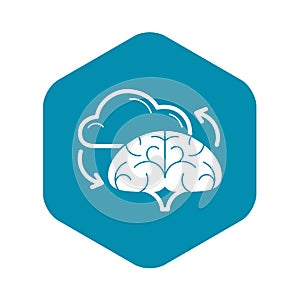 Brain cloud idea icon, simple style