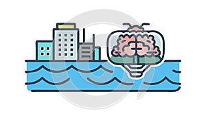 Brain with Cloud Storage Icon Vector, AI Data, Memory, vector design Generative AI