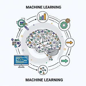 Brain composed of interconnected nodes and lines represents a