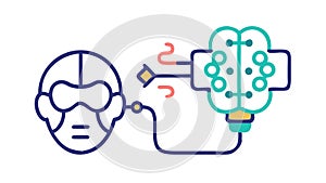 Brain-Computer Interface: AI, Neuroscience, and Digital Mind, vector design Generative AI