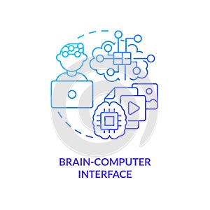 Brain computer interface blue gradient concept icon photo
