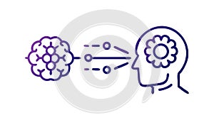 Brain-Computer Interface Cognitive Processing, AI Neural Networks, Thought Tech, vector design Generative AI