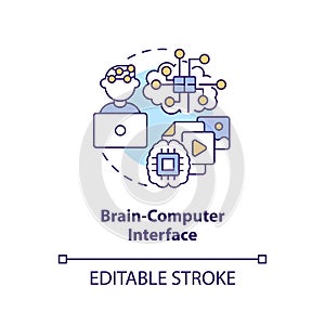 Brain computer interface concept icon photo