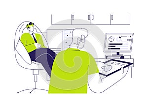 Brain-computer interface development abstract concept vector illustration.