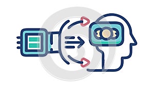 Brain Computer Interface for Enhanced Virtual Reality, vector design Generative AI