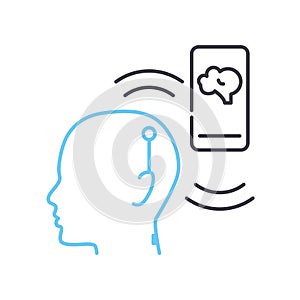 brain-computer interface line icon, outline symbol, vector illustration, concept sign photo