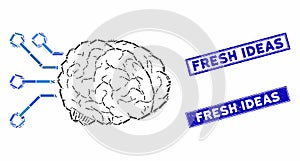 Brain Computer Interface Mosaic and Grunge Rectangle Fresh Ideas Seals photo