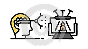 Brain-computer interface, neural connection, advanced AI technology, vector design Generative AI