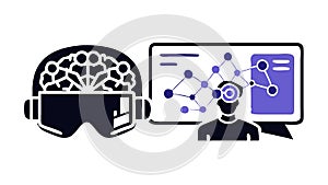 Brain-Computer Interface: Neuroscience Future Technology, vector design Generative AI