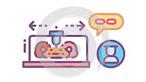 Brain-computer interface: thought control and digital connection, vector design Generative AI