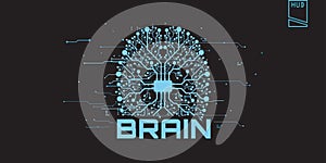 Brain concept futuristic with text