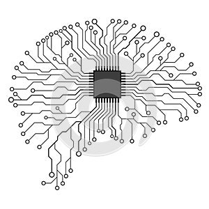 Brain Concept illustration. Circuit board printed circuit board. Vector