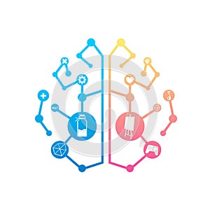 Brain concept illustration. Right brain and left brain illustration