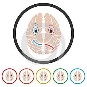 Brain concept ring icon isolated on white background color set
