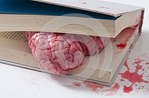 Brain concept of study into a book