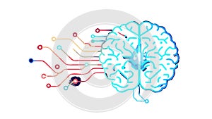 Brain with Connected Circuits AI & Learning, vector design Generative AI