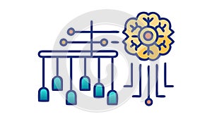 Brain with Connected Circuits Icon, Flat Vector Design, vector design Generative AI