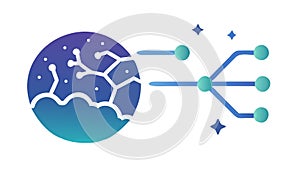 Brain Connected to a Digital Network Vector Illustration, vector design Generative AI