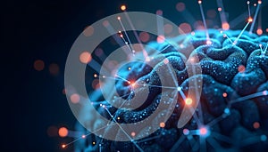 Brain connected to digital networks, technology, and brain-computer interaction. AI Generated