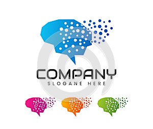 brain connection logo design. digital brain logo template