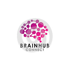 Brain connection logo vector icon. digital brain. brain hub logo